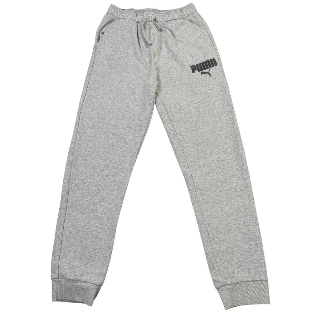 Puma Joggers Kids L (14/16) Gray Excellent Fleece Sweatpants 1518604